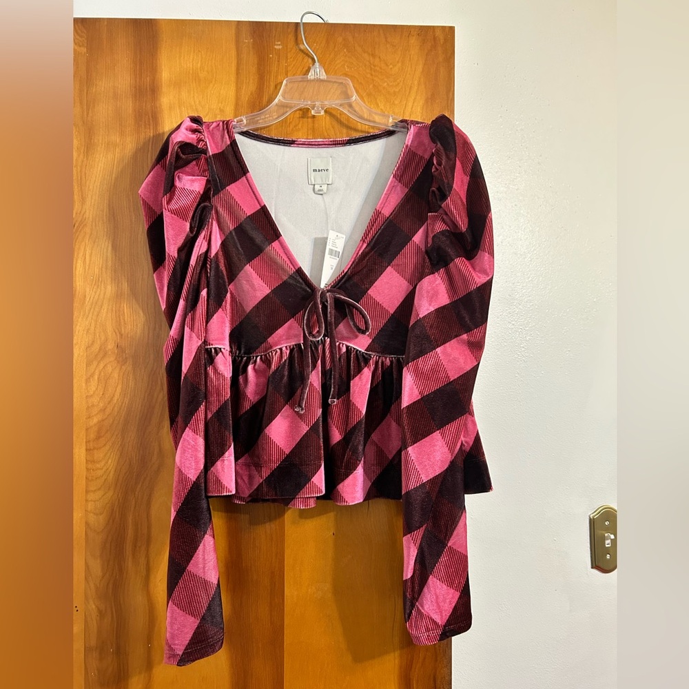 NWT Maeve Velvet Babydoll Top